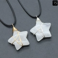 Star-shaped natural white crystal wire wrapped pendant with gold and silver wire - White Crystal