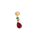 Golden dreadlock ring with red, yellow, green bead and red water drop pendant accessory - Red