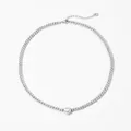 Collana a sfere d'argento con pendente a cuore 3D centrale e chiusura a moschettone - Collana di perle a cuore-Argento (PDD588)