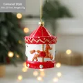 Red and white carousel Christmas ornament with golden accents for holiday tree decor - Red and White Carousel Style
