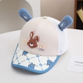 Dettaglio del berretto a rete per bambini con orecchie di coniglio blu e tessuto a rete bianco - 52cm (Consigliato 3-6 anni) / Blu