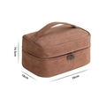 Brown nubuck travel toiletry bag with double zippers and top handle, size 26x18x14.5cm - Large/Nubuck / Brown