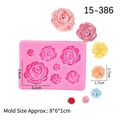 Molde de silicona rosa con 7 tamaños de rosas para chocolate y decoración de pasteles - Rosa