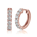 Elegant rose gold 925 sterling silver hoop earrings with white zircon row setting - Rose Gold Rhinestone Claw Hoop (SE82-R)