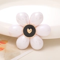 Detailed macro view of white pearl flower accessory with gold heart center detail - Large Pearl Flower / Pure White