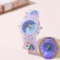 Orologio unicorno per bambini con cinturino viola e display a LED luminoso - Viola Chiaro