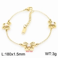 Gold butterfly bracelet with shell pearls on stainless steel chain link - Bracelet / Gold