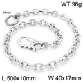 Silver skull punk wallet chain with stainless steel O-link and lobster clasp 50cm - Style B - Skull Head (KK102-Z)