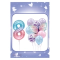 Blue and purple butterfly balloon set featuring gradient number 8 and latex balloons - Number 8 Style