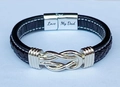 Bracciale da uomo in pelle PU nera intrecciata con chiusura magnetica Love My Dad - Incisione Love My Dad / Nero