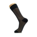 Calze da uomo sottili in nylon nero con righe e dettaglio metallico su supporto gamba - Taglia unica / Nero