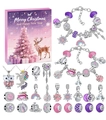 Pink Christmas advent calendar jewelry set with silver bracelets and colorful beads - RC468 Pink Reindeer Christmas Blind Box