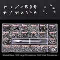 DIY nail art rhinestones kit in mineral black with multi-size flatback glass crystals - Mineral Black (1400 Big, 5040 Small)