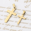 Polished gold stainless steel cross pendants in two sizes for DIY necklace jewelry - 14*21mm Pendant / Gold