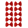 Set of 10 solid red grosgrain ribbon bow clips for toddler girls hair accessories - Set / Red