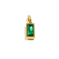 Rectangle 18K gold-plated stainless steel pendant with emerald green birthstone - May-Emerald Green