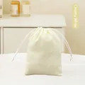Soft cream velvet drawstring jewelry pouch for premium accessory and gift packaging - 7cm*9cm / Off White
