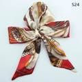 Red vintage equestrian print satin ribbon scarf tied in a bow for bags and hair - S24-Red Vintage Harness