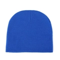 Classic royal blue knitted beanie hat with soft ribbed texture for outdoor warmth - Blue