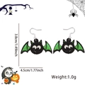 Pendientes de murciélago para Halloween con purpurina negra y verde y dimensiones - Estilo Murciélago
