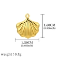 Golden stainless steel scallop shell pendant for DIY jewelry with size and weight info - Scallop Shape Golden (A0006701)
