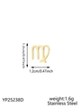 Detailed view of golden stainless steel Virgo zodiac earring measuring 1.2cm x 1.2cm - Virgo