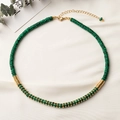 Collana retrò di perline di aventurina e perle d'acqua dolce con chiusura dorata - Stile Malachite Verde (XL-243)