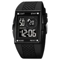 SKMEI Sport-Digitaluhr in Schwarz mit Multifunktionsdisplay und strukturiertem Armband - Schwarzes Gehäuse Schwarzes Display