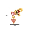 Gold butterfly ear stud with red-black wings and two hanging pink heart-shaped gems - 7# Gold (Butterfly & Pink Hearts)