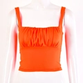 Schickes oranges Plissee-Camisole mit quadratischem Ausschnitt für Damen - S / Orange