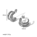 Detailed dimensions of silver two-tone hoop earrings with height and weight measurement - Silver Stud Earrings (TE6339-S)