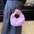 Chic purple pleated cloud handbag with unique knotted handle for trendy summer fashion - Purple