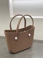 Brown EVA tote bag with hole design and waterproof durable material for beach and travel - Large / Dark Brown