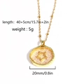 Detail view of gold star pendant necklace with dimensions 40+5cm length and 20mm diameter - Round Star Style (款式2)