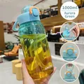 1000ml Tritan sports straw bottle in aurora green with portable handle and scale marks - 1000ml / Aurora Green