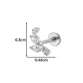 Silver G23 Titanium stud featuring marquise and round clear gems in a flower design - Geometric Leaf (T2584-2#) / Silver
