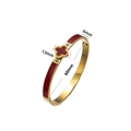 163 Gold And Red Four-leaf Clover Bangle