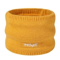 Winter yellow knitted neck warmer with white embroidery and thick thermal fleece lining - 23*14*2cm / Yellow