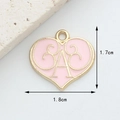 Pink enamel heart charm with golden letter A and spiral pattern for DIY jewelry - 27# Round Pink Heart