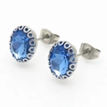 Orecchini a perno con cristallo blu scintillante e montatura in metallo argento - Blu scuro