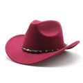 Close-up of wine red wool cowboy hat with vintage braided bead decorative band - M (56-58cm) / Burgundy