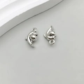 Pair of silver dolphin charms for jewelry making, front and back view on light background - Antique Silver Ocean Dolphin 10*15mm