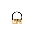 Elastic black hair tie featuring a wavy gold alloy metal decorative element - Irregular 4.5cm / Gold