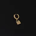 Golden irregular hoop earring featuring a micro-pave zircon heart lock charm pendant - Full Zirconia Heart Lock Style (24#)