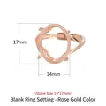 S925 sterling silver four-prong ring setting in rose gold finish for 14x17mm stones - Stone Size 14*17mm / Rose Gold