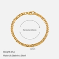 Polished 165mm gold stainless steel Cuban link bracelet with 4mm width for women - 4mm-16.5cm / Gold