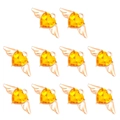 Transparenter gelber Herzanhänger mit rotgoldenen Engelsflügeln für DIY-Schmuck - 10er Pack / Gelb