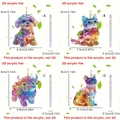 Detailed size and thickness guide for 2D acrylic flat animal pendants in four styles - 4Pcs Set