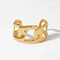 Golden chunky chain link open cuff bracelet in high-polished stainless steel - Chain Link Style (A1132) / Gold