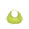 Minimalist grass green crescent hobo bag in premium leather with gold hardware finish - Green